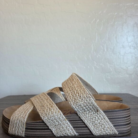 Blowfish Miri Platform Slide Sandals Natural Jute Woven Straps Women's 9 Beachy - Picture 3 of 10